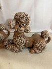 Vintage Atlantic Mold Large 10 5  Ceramic Brown Poodle Dog Figurine Mcm Set Of 2