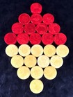 26 Thick Swirled Bakelite Backgammon Checkers 1 5  - 13 Red 13 Butterscotch