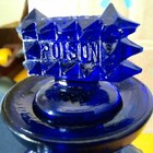 Antq Cobalt Blue Poison Bottle Quilted Latice Detail By H b  Co W  Stopper 5 5 