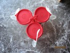 Vintage Tupperware Condiment C Addy Set  3 Bowls  3 Lids  3 Spoons -new