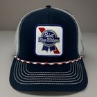 Pabst Blue Ribbon Hat Rope Trucker Snapback Adjustable Meshback Beer Red  Blue