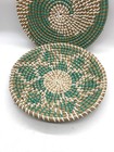 Handwoven Seagrass Decorative Bowl And Tray Set With Green And White Accents