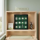 Wooden Golf Ball Display Rack With Green Felt Interior And Wall Mount Brackets