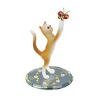 Glass Baron   Tabby Cat With Crystal Butterfly 
