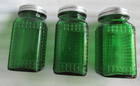 Vtg Lot 3 Owens Illinois Diagonal Ribbed Emerald Green Glass Shakers Seasoning