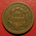 1853 Braided Hair Large Cent  Fine     Original  Golden-brown Tones  Decent Coin