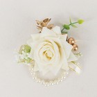 White 2 Silk Roses 4  Wrist Corsages With Pearls Wedding Flowers Party Bouquets