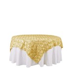 72x72  Champagne Satin Raised Roses Table Overlays Unique Wedding Party Toppers