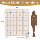 4 Panel Folding Room Dividers Wooden Privacy Screen Fabric Wall Separation White