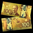 10pcs Canada 100 Dollars Gold Foil Banknotes Maple Leaves Souvenir Plastic Money