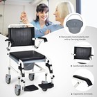 Giantex 4 In 1 Bedside Commode Shower Wheelchair With Lockable Wheels For Toilet
