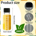 100 Pcs 2oz Plastic Shot Bottles With Caps  Small Clear 100 Pc  Black Caps 