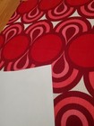 Awesome Rare Vintage Mid Century Retro 70s Red Pnk Magenta Cir Hills Fabric  Wow
