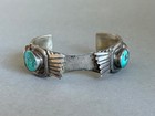 Old Pawn Navajo Sterling Silver With Turquoise Watch Bracelet 