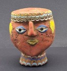 Rare Authentic Old Beautiful Old Mosaic Glass Colorful Head Figurine