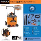 Ridgid 16 Gal  6 5 Hp Nxt Wet Dry Vac W  Cart  Fine Dust Filter   Locking Hose