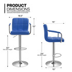 Blue 4 Pack Modern Leather Bar Stool Adjustable Swivel Counter Height Pub Chair