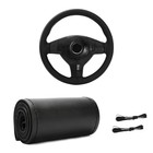 Genuine Leather Steering Wheel Cover  Stitch On Wrap For Steering Glossy Black