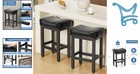 Counter Height Bar Stools Set Of 2 Bonded Leather 24 Inch Counter Stools Kitc   