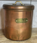 Copper Flour Canister Brass Nameplate   Handle French Country Cottage Vintage