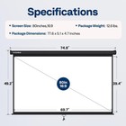  80  Projector Screen 16 9 Projection Hd Manual Pull Down Black Home Theater