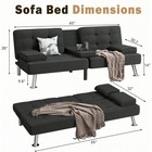 Modern Linen Upholstered Convertible Folding Futon Sofa Bed Removable Armrests