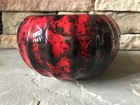Vintage Ceramic Planter Pot Mid Century Drip Red And Black Watercolor Pottery