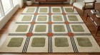 Hand Tufted Wool Rug Modern Geometric Grid Olive Green Rust Living Room Carpet