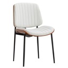 Set Of 2 Dining Chair retro Faux Leather Chair Upholstered Kitchen Chair White