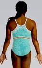 New Simone Biles Gk Elite Leotard Gymnastics Laced Elegance Teal Mesh Size  Am