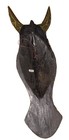 Hand Carved Painted Wood Animal Decorative Wall Mask  Black Gold Beige  20 In
