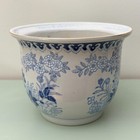 Vintage Chinese Blue   White Famille Rose Ceramic Flower Pot Planter Jardiniere