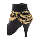 Women Gold Metal Boot Chain Bracelet Shoe Anklet Wave Circle Charms Belly Dance