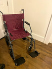 Medline Foldable Transport Wheelchair With Footrests  4-wheel  Burgundy gray