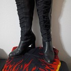 New York Transit Black Faux Leather Lace-up Otk Boots Round Toe Us 9 5
