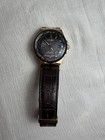 Citizen Eco-drive Radio Controlled Black Dial Date Brown Leather Strap Gold Case