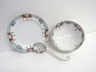 Antique Nippon 3-piece Footed Sauce dressing Set Gold Trim Moriage