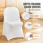 30pcs White Stretch Spandex Folding Chair Covers For Wedding Party Dining