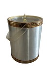Vtg Ice Bucket Silver Vinyl Gold Copper Accents Hooks Barware Shelton Mcm  spots