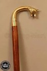 Wolf Head Handle Wooden Walking Stick Designer Antique Brass Victorian Cane Gift