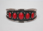 Handmade Southwestern Sterling Silver Coral Etched Cuff Bracelet 6 5   025gra 