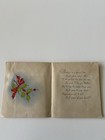 Vintage Christmas Greeting Card Mica Poinsettia Silk Candle Unused