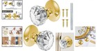 Antique Glass Door Knob Set With Mortise Lock Satin Brass 2 1 2 In Vintage Re   