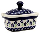 Polish Pottery Butter Dish   Container With Lid  5 75  L X 4  W X 4  H  14 Oz 