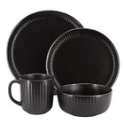 Leo 16-piece Stoneware Dinnerware Set In Black