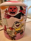 The Peanuts Gang Pink Halloween Party Canister Cookie Jar Charlie Brown Snoopy