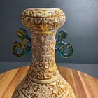 Vintage Antique Carved Resin Vase Asian Japanese Chinese Satsuma Style  12    Tall