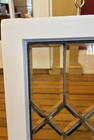 Antique Leaded Glass Transom Window White Painted Wood 20 X  44