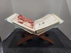 Vintage Hand Carved Wood Folding Book Stand India Cookbook Bible Display Holder