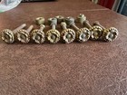 Antique Set Of 8 Decorative Brass Rosette Bolts-5 Knurled Hand-nuts 1920   s 30   s 